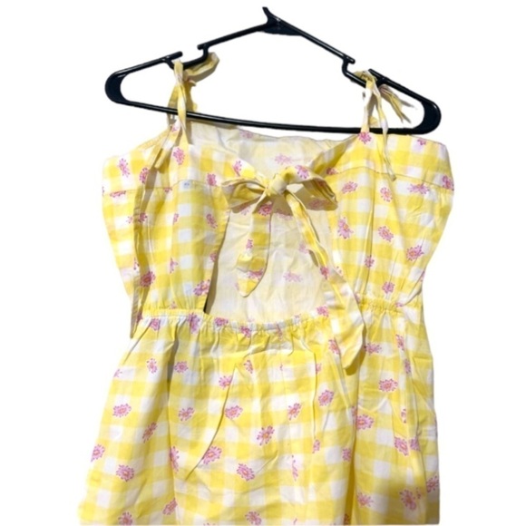 NWT INFLUENCE ASOS TIE BACK MINI DRESS IN YELLOW GINGHAM FLORAL-MULTI Sz 8/ M - Picture 7 of 7